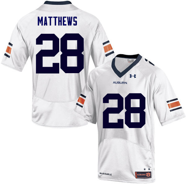 Men Auburn Tigers #28 Tray Matthews College Football Jerseys Sale-White - Click Image to Close